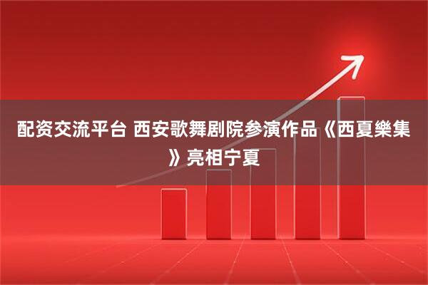 配资交流平台 西安歌舞剧院参演作品《西夏樂集》亮相宁夏