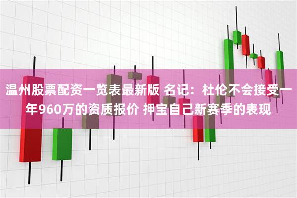 温州股票配资一览表最新版 名记：杜伦不会接受一年960万的资质报价 押宝自己新赛季的表现